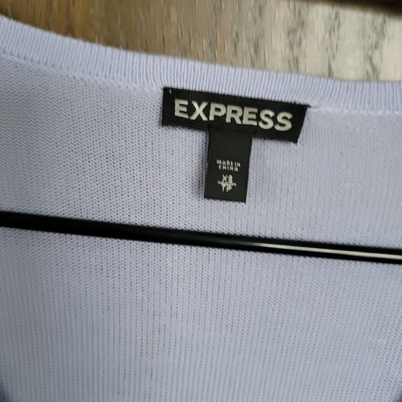 Express Lavender Scoop Neck Ruffle Hem Tunic Sweater Size XS - Picture 11 of 15